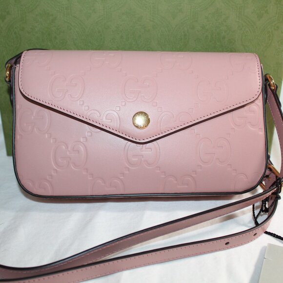 NWT Gucci GG Embossed Pink Super Mini Shoulder Bag Crossbody 772794 - Picture 1 of 10